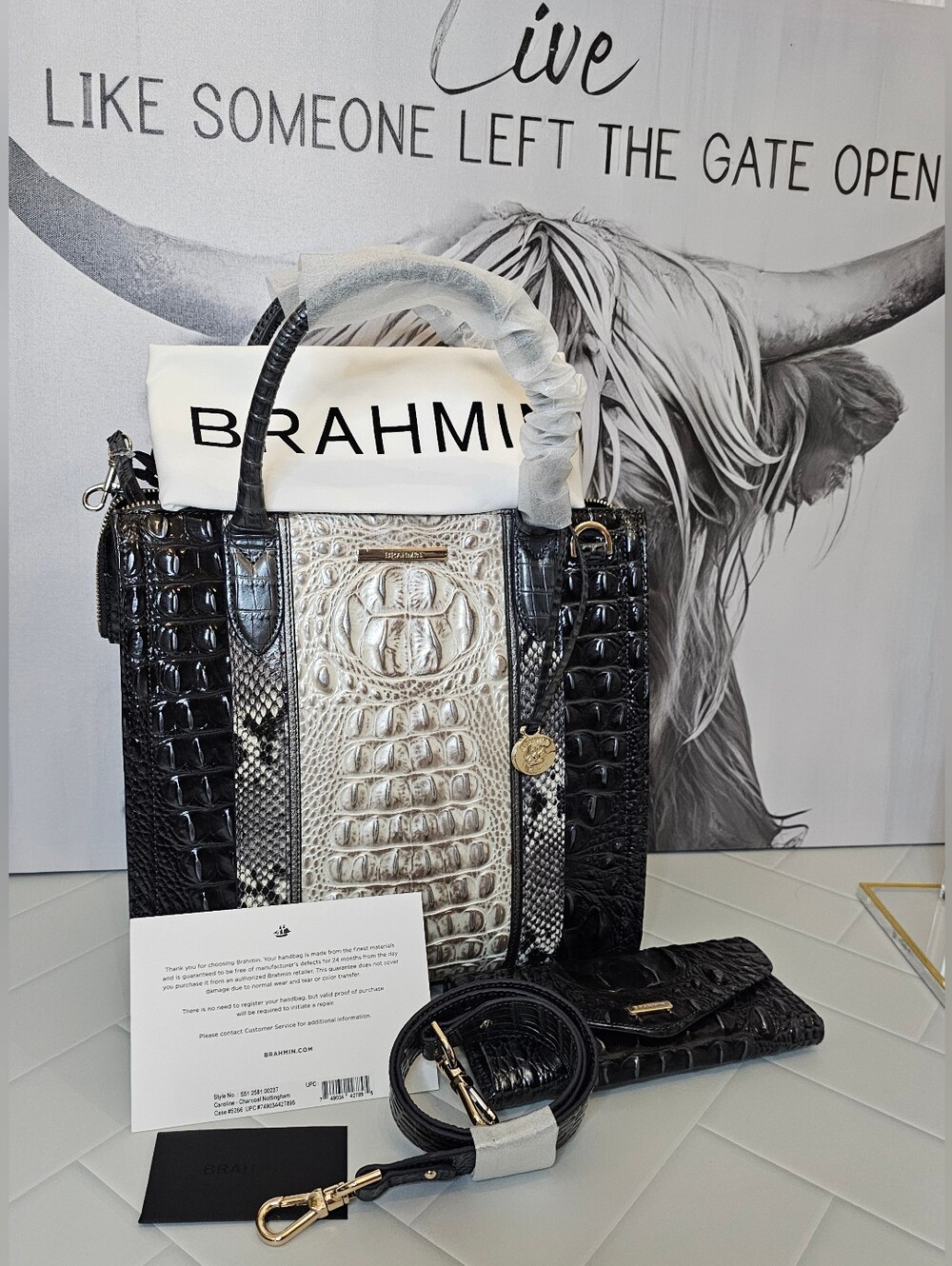 Brahmin Caroline Charcoal Nottingham + Veronica Wallet NWT Set - Picture 4 of 12